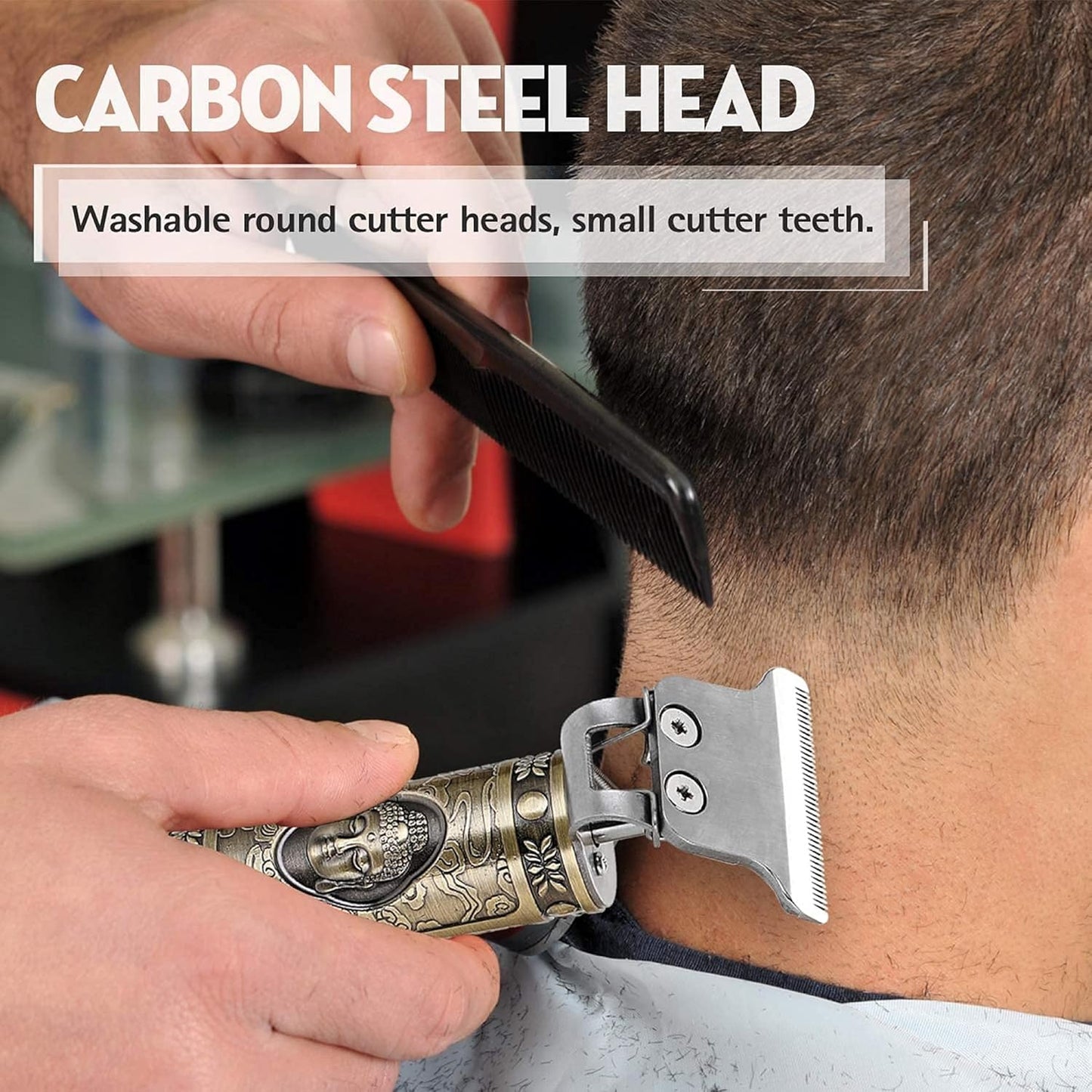 GOLDEN TRIMMER Trimmer for Men | Beard Trim & Clean 2-in-1 Trimmer with Vacuum Suction Mode | Ceramic Blades, LED display, 3 Limit Combs | No Mess Trimming