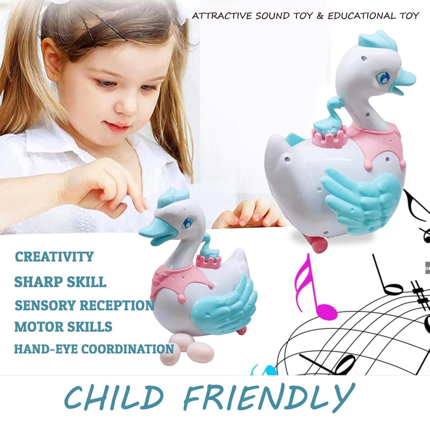 Swan Lay Egg Toy for Kids - 360 Degree Rotation